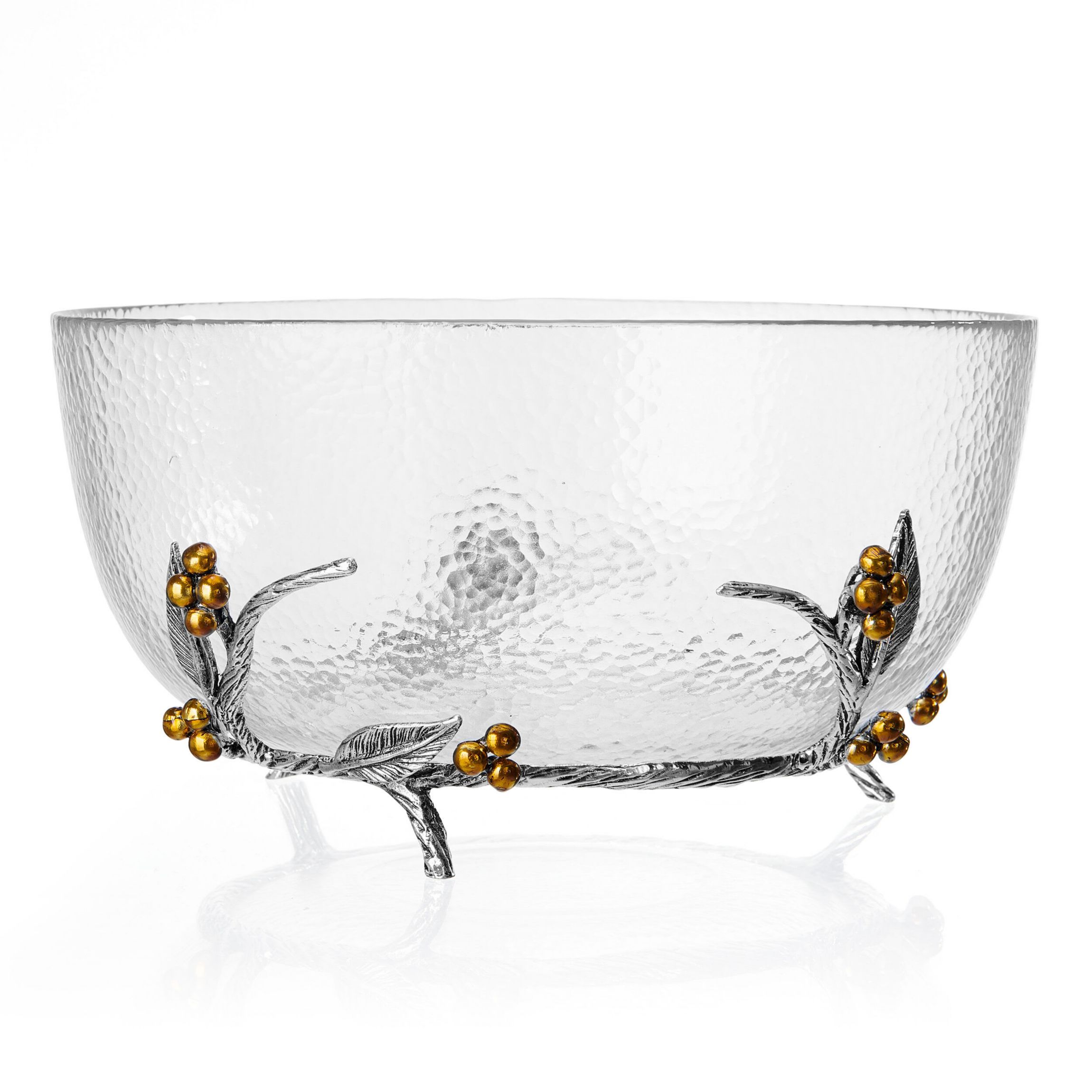 Fitz and Floyd Natures Greeting Glass Centerpiece Serve Bowl, 5 Quart