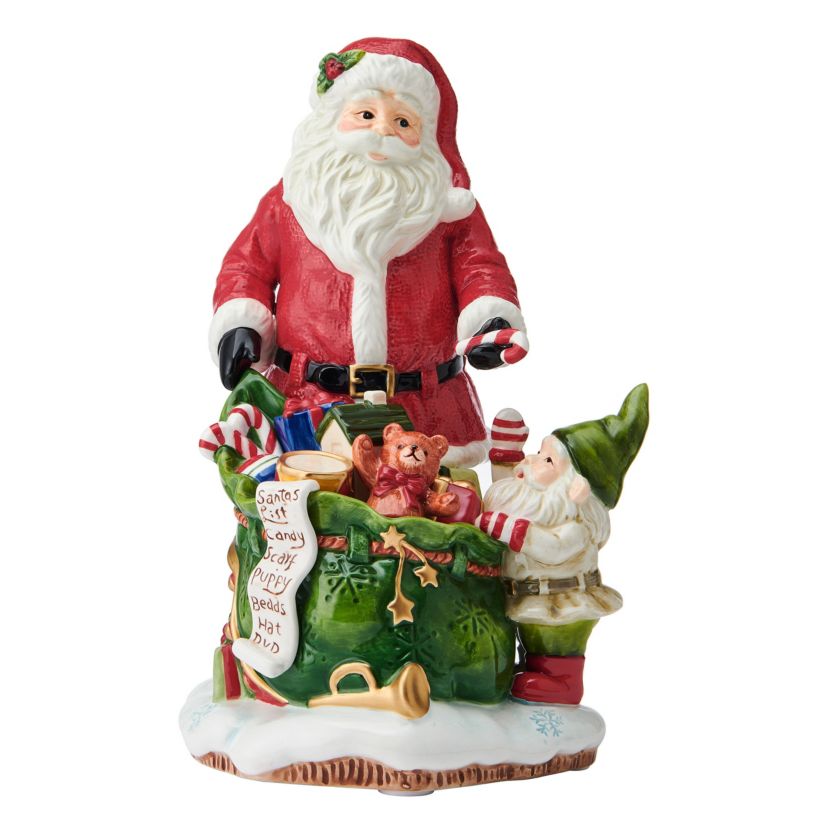 Fitz and Floyd Holiday Holiday Musical Santa and Helper