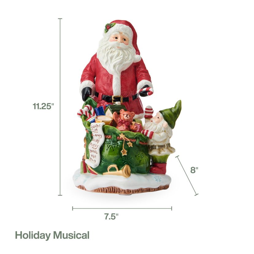 Fitz and Floyd Holiday Holiday Musical Santa and Helper