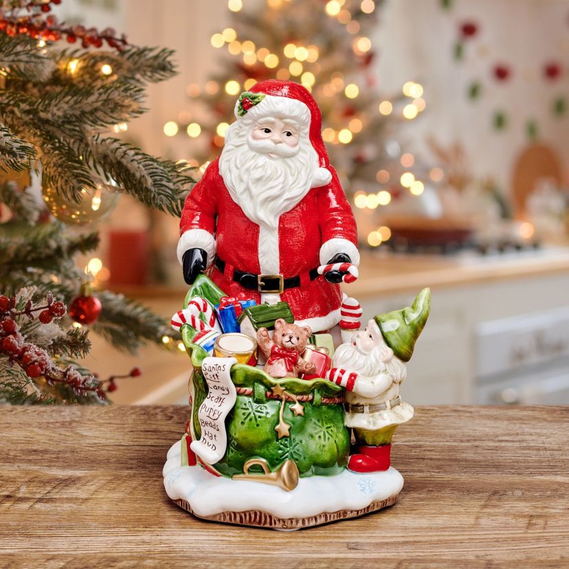 Fitz and Floyd Holiday Holiday Musical Santa and Helper