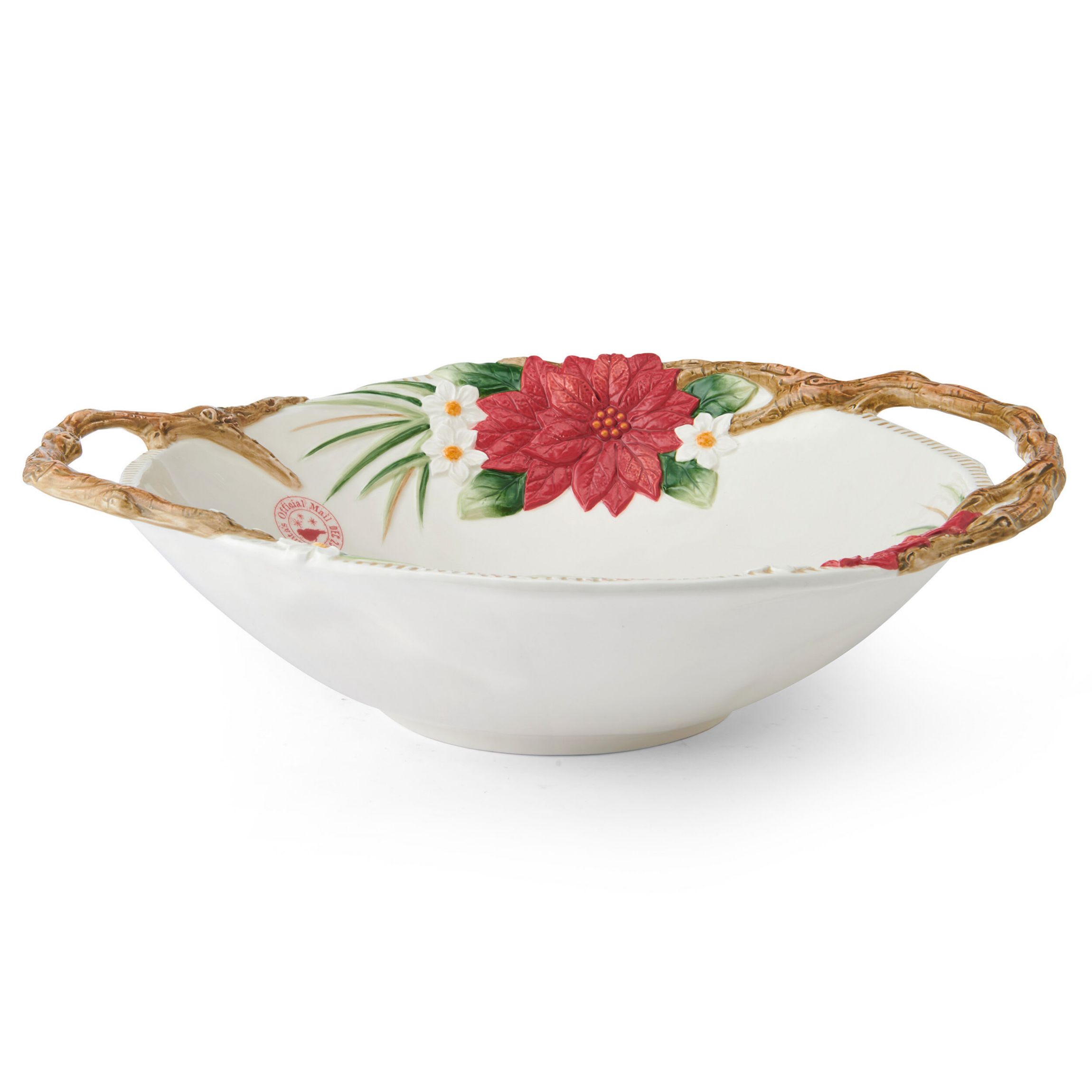 Fitz and Floyd Poinsettia Holiday Serving Bowl