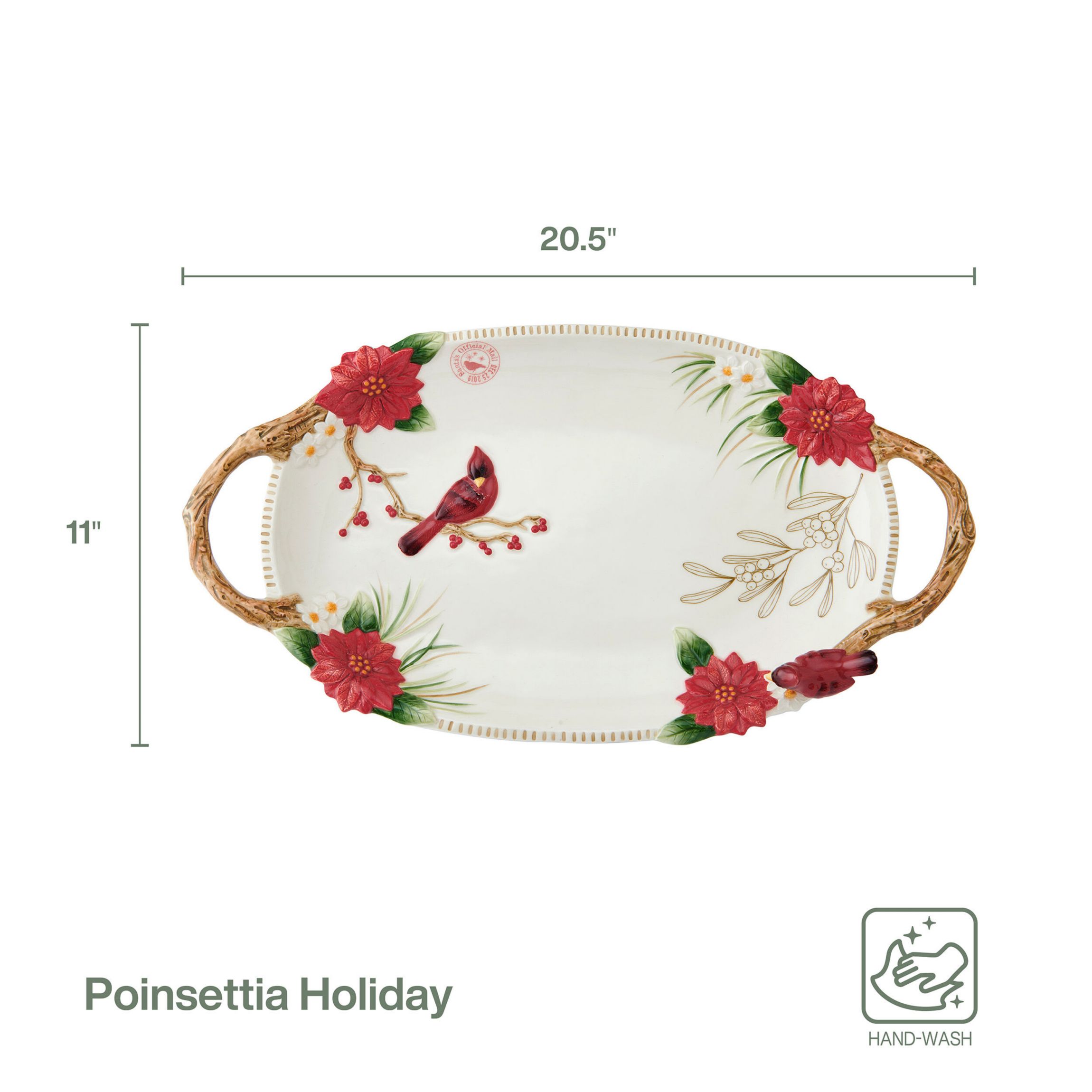Fitz and Floyd Poinsettia Holiday Large Platter