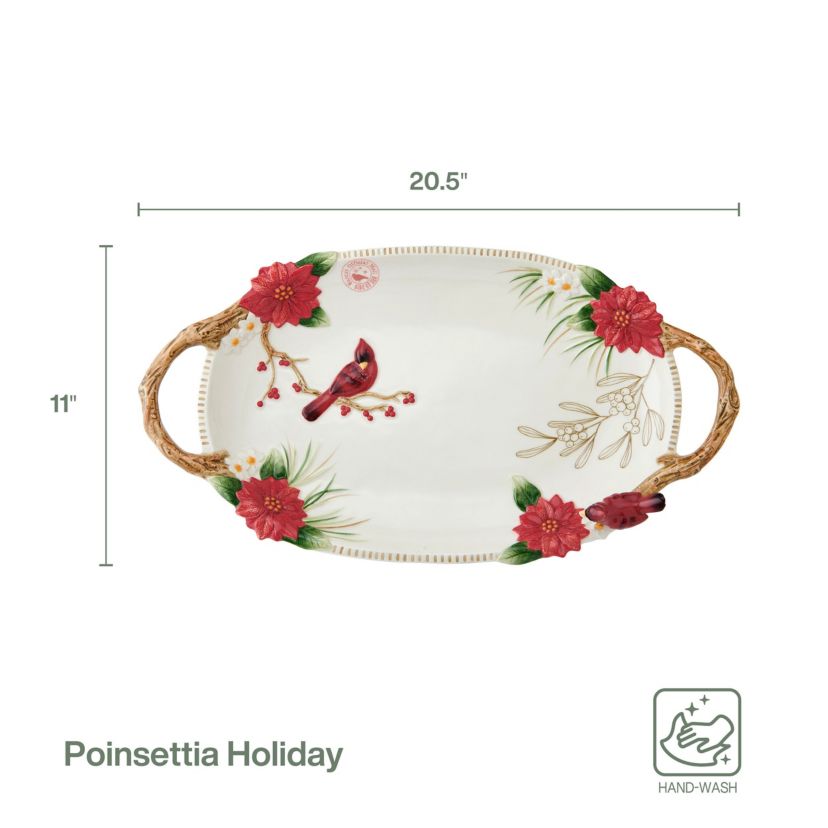 Fitz and Floyd Poinsettia Holiday Large Platter