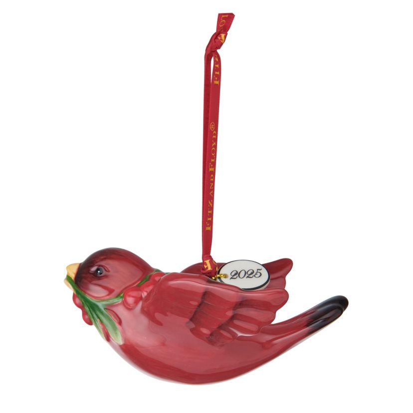 Fitz and Floyd Poinsettia Holiday Cardinal Ornament