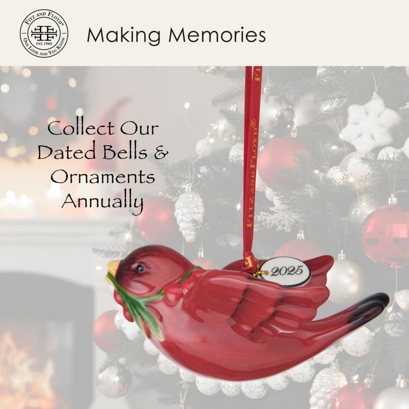 Fitz and Floyd Poinsettia Holiday Cardinal Ornament