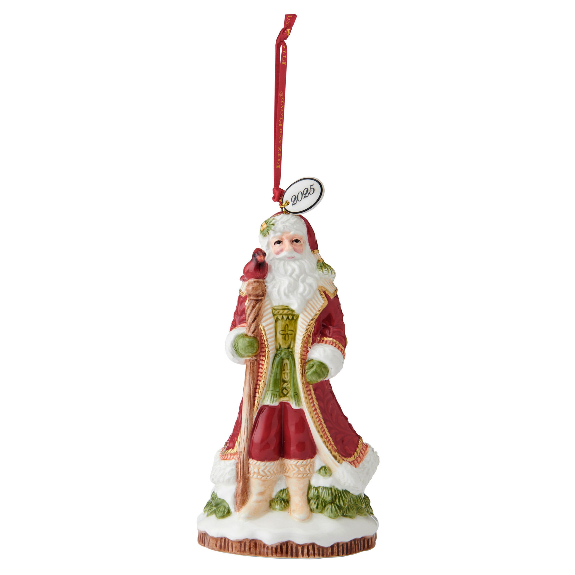 Fitz and Floyd Poinsettia Holiday Santa Bell 2025