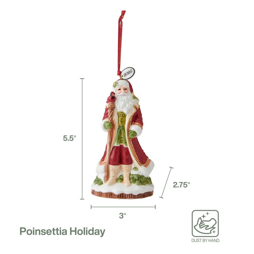 Fitz and Floyd Poinsettia Holiday Santa Bell 2025