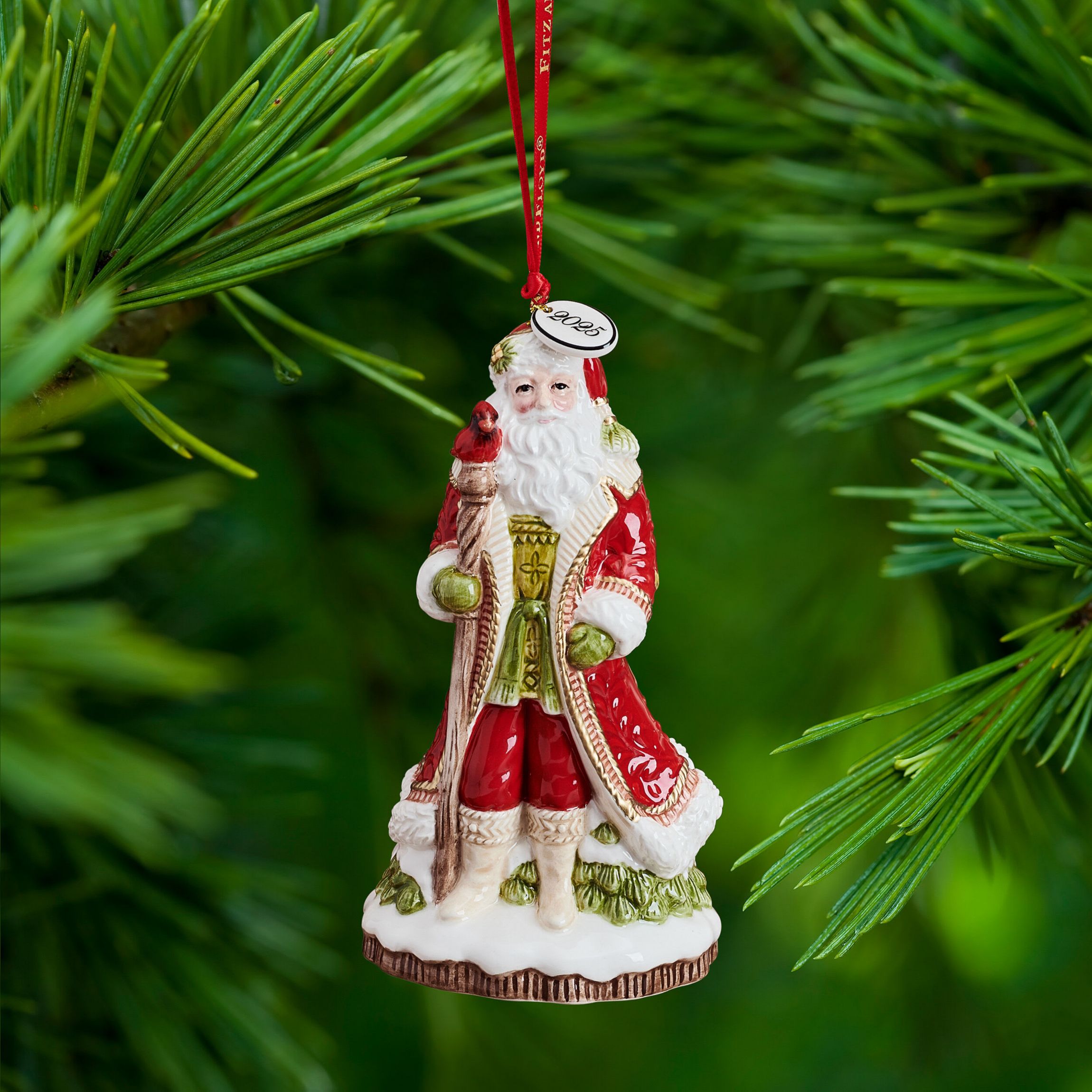 Fitz and Floyd Poinsettia Holiday Santa Bell 2025