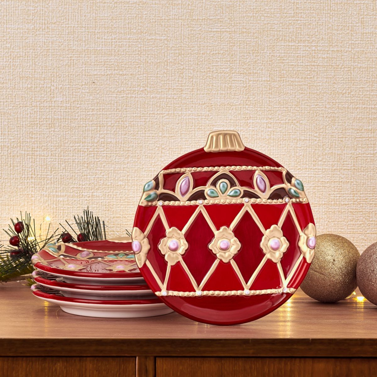 Fitz and Floyd Renaissance Appetizer Plates, Set of 4