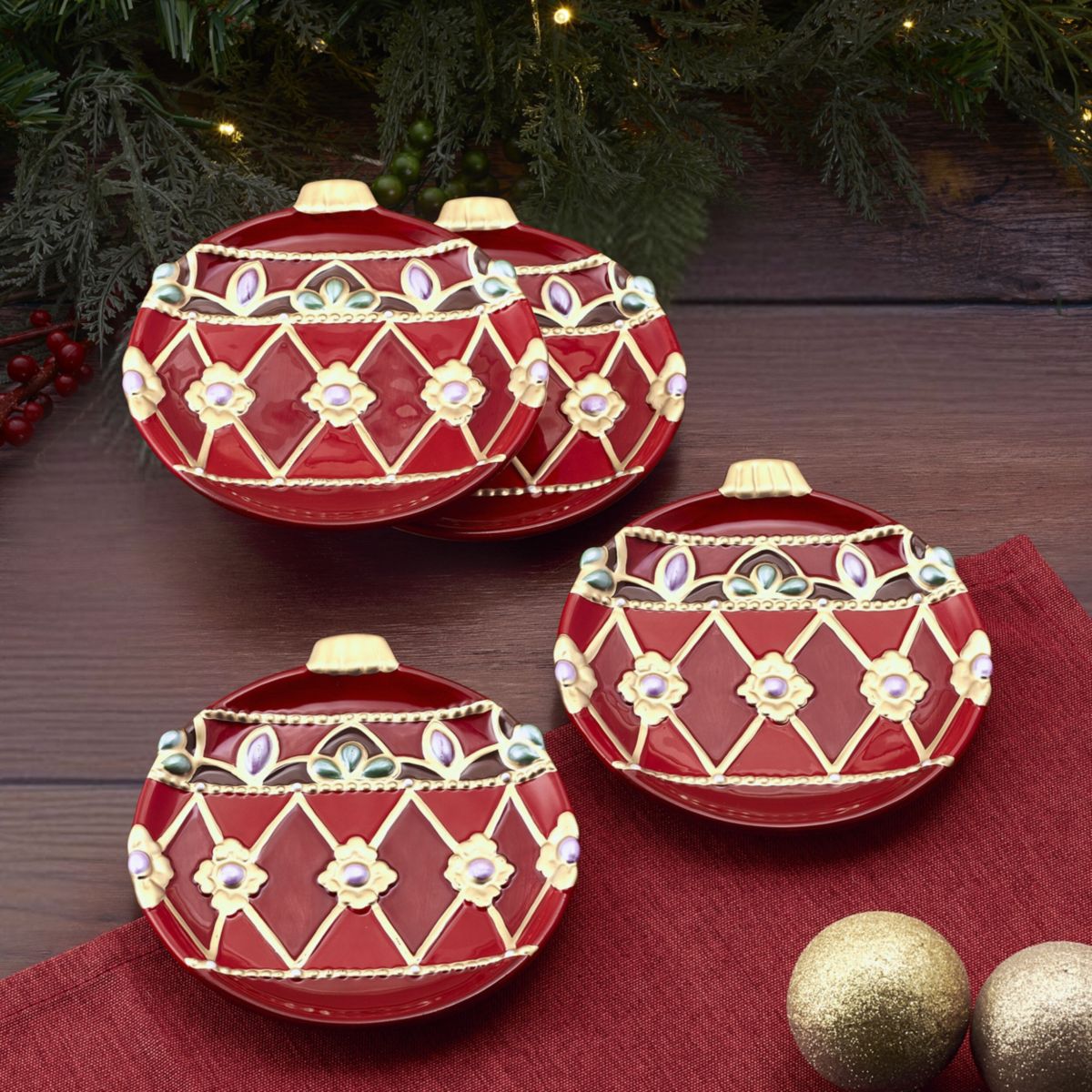 Fitz and Floyd Renaissance Appetizer Plates, Set of 4