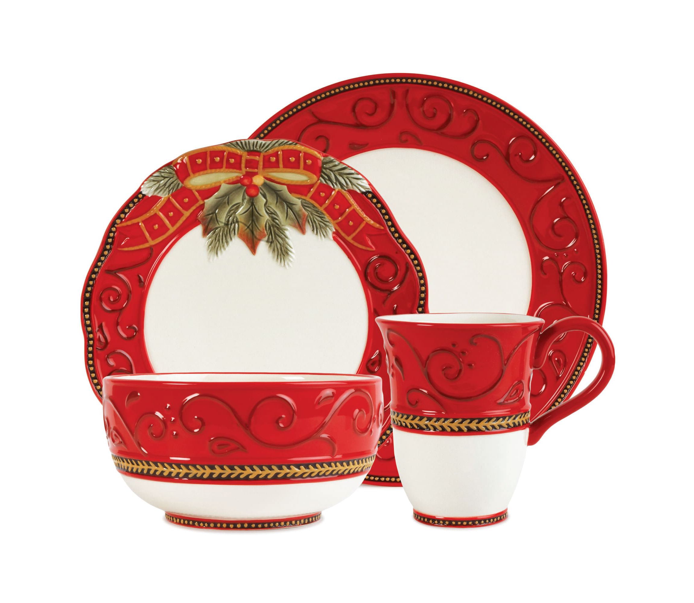 Damask Holiday 4 pc Place Setting, Service for 1