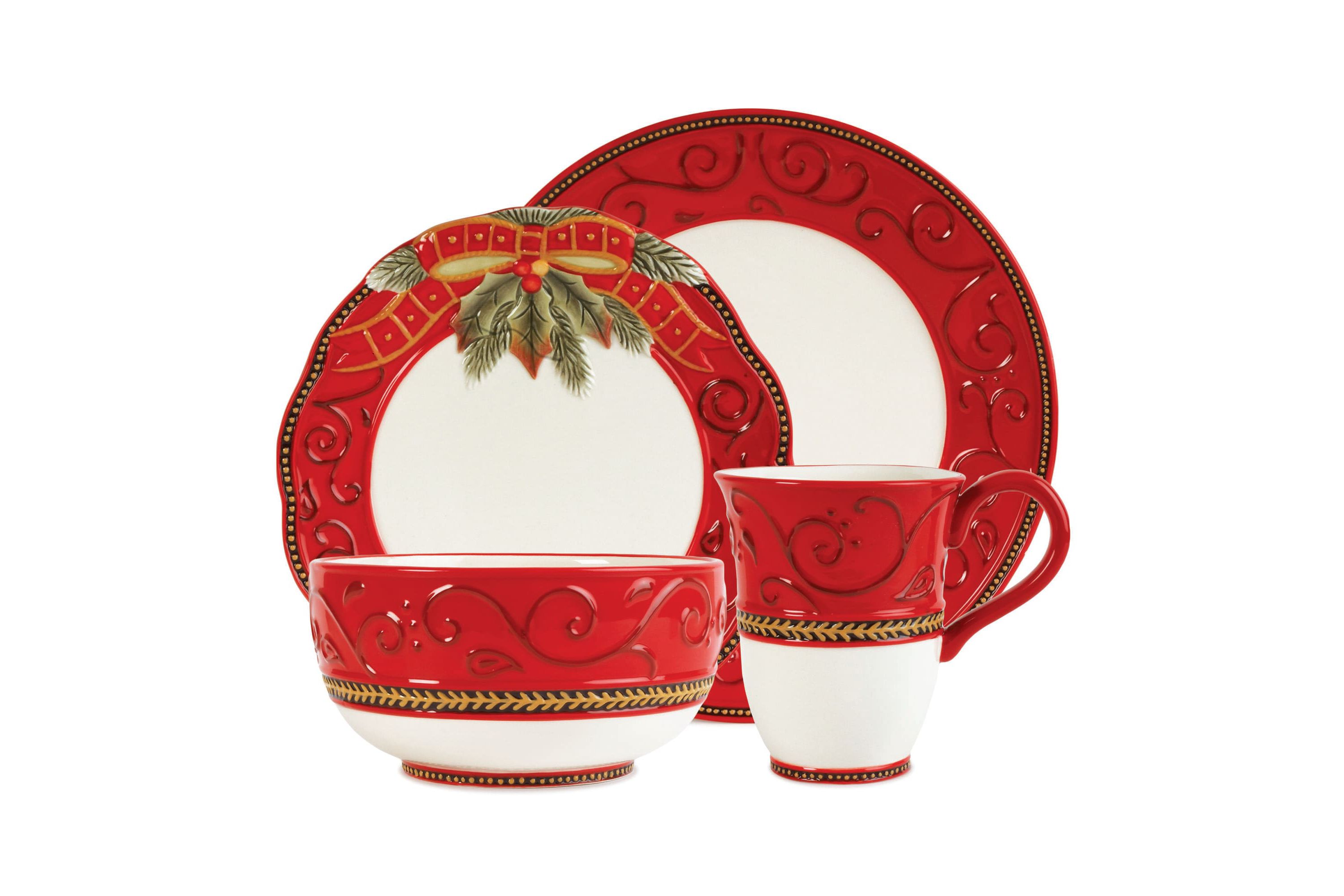 Damask Holiday 4 pc Place Setting, Service for 1