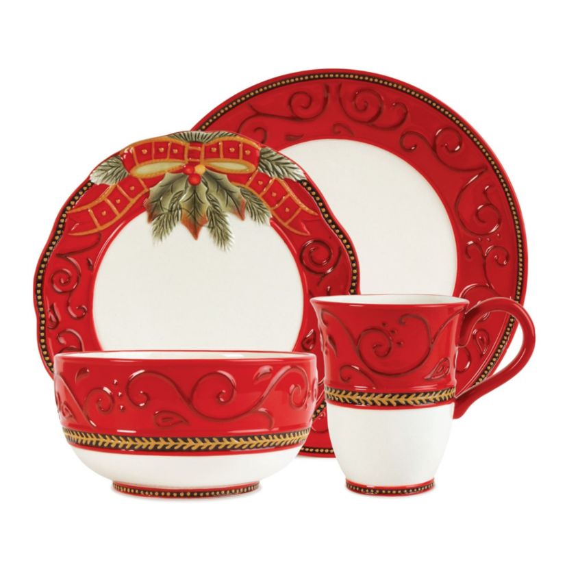 Damask Holiday 4 pc Place Setting, Service for 1