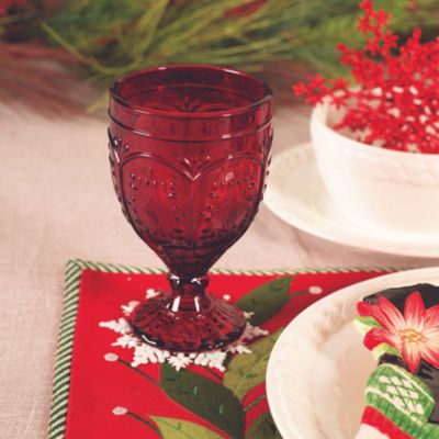 Trestle Glassware Ornate Goblets, 4 Count , Red, 12-ounce