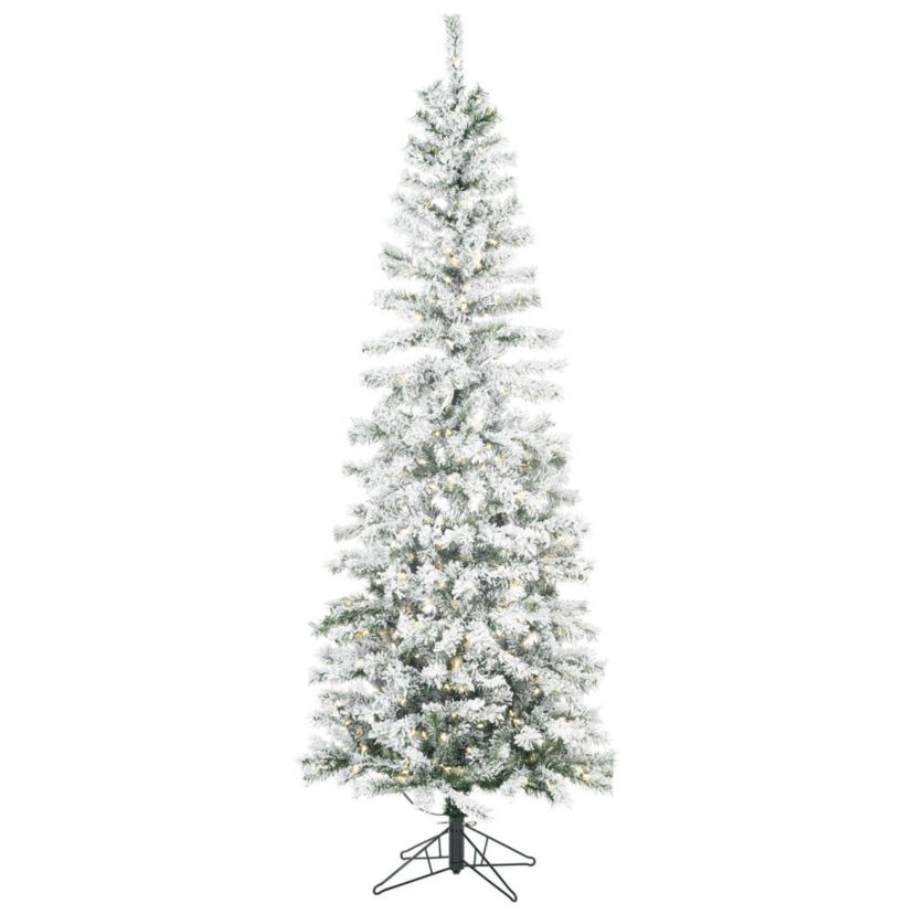 Vickerman 6.5 x 32" Flocked Pacific Pencil Artificial Christmas Tree, Unlit