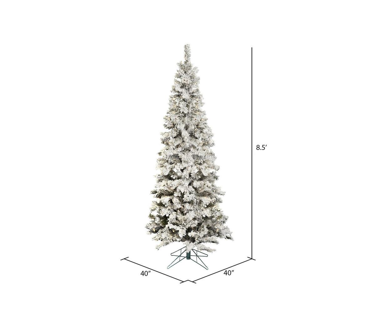 Vickerman 8.5 Flocked Pacific Pencil Artificial Christmas Tree with Pure White LED Lights