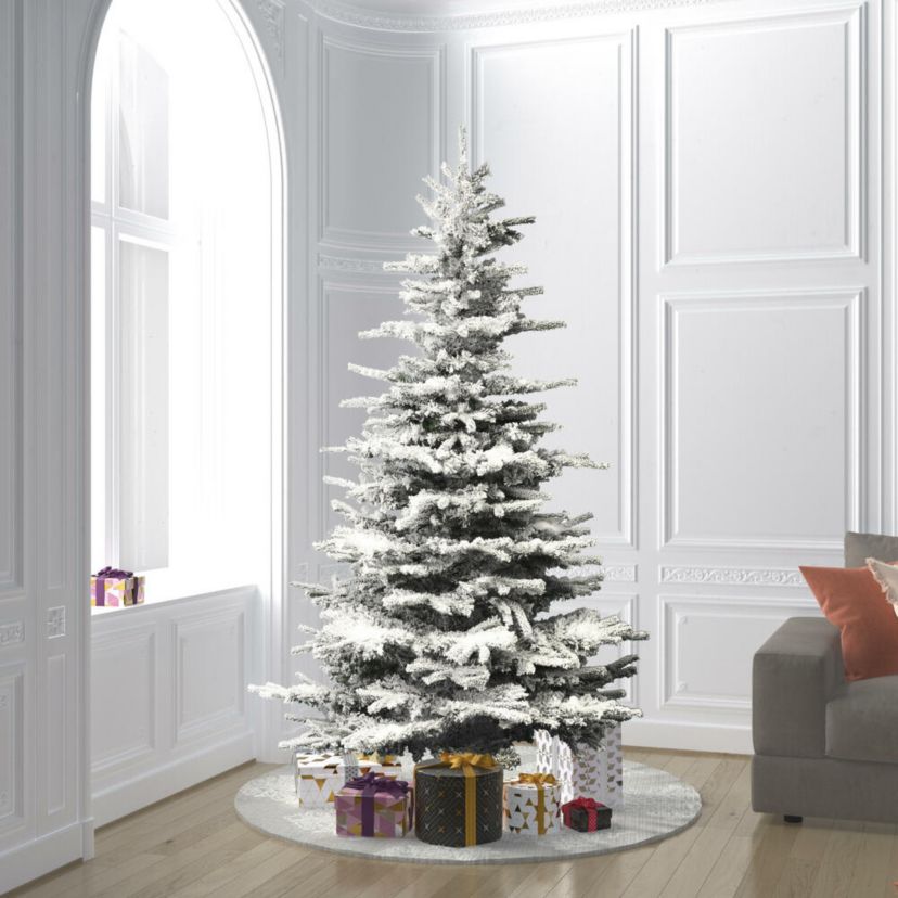Vickerman 7.5 Flocked Sierra Fir Artificial Christmas Tree with Pure White Single Mold LED lights