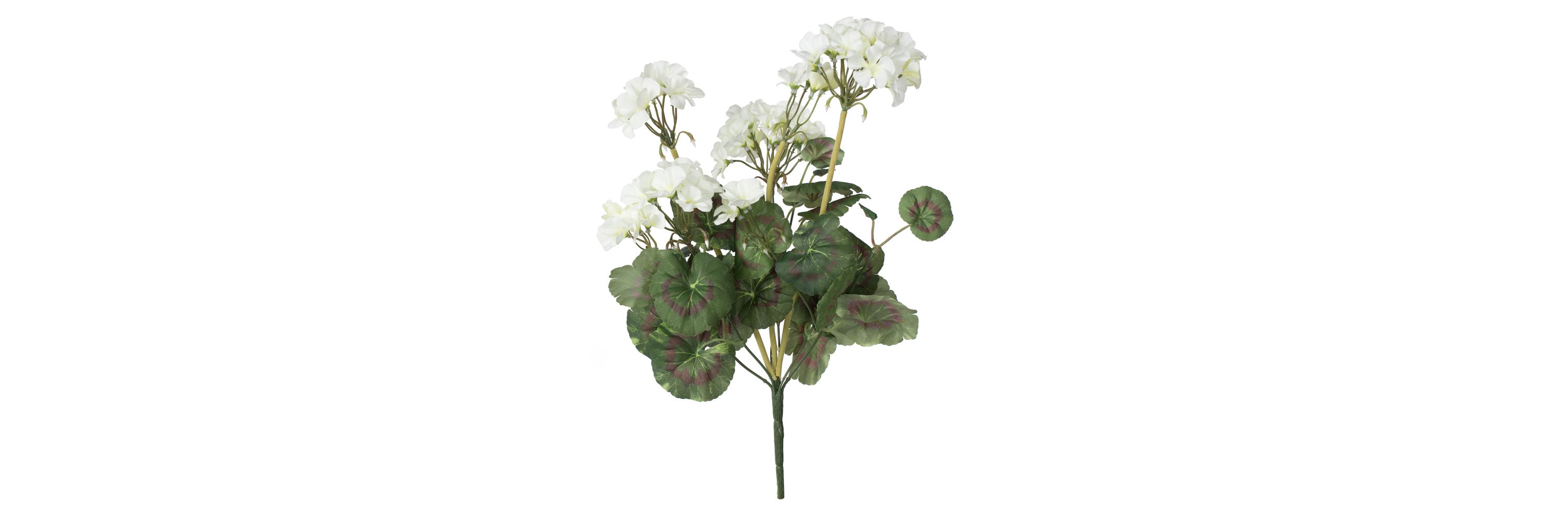 Vickerman Artificial 20" White Geranium Bush, 4 per Pack.