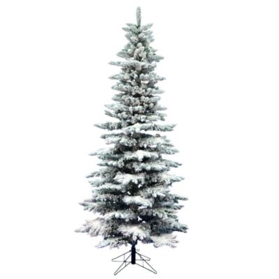 Vickerman 9' Flocked Utica Fir Slim Artificial Christmas Tree, Unlit, Green