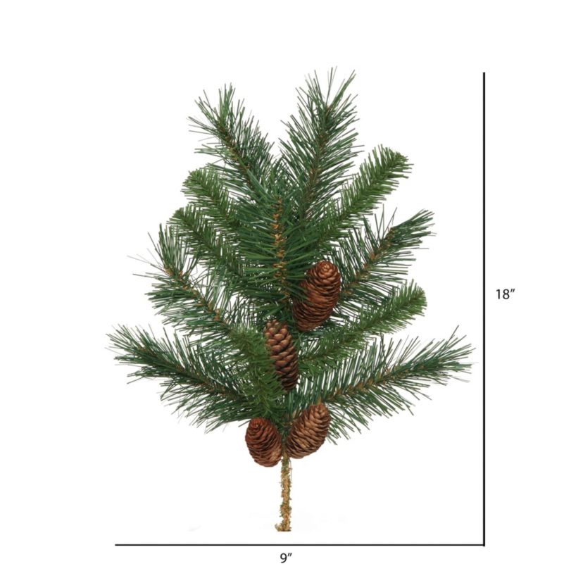 Vickerman 18" Cheyenne Pine Artificial Christmas Spray. Includes 6 sprays per pack.
