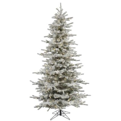 Vickerman 10' Flocked Sierra Fir Slim Artificial Christmas Tree, 1100 Warm White LED lights, Green