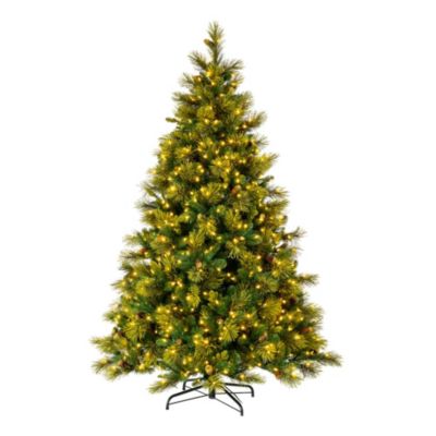 Vickerman 7.5' x 62" Emerald Mixed Fir Artificial Christmas Tree with Warm White LED Lights, Green