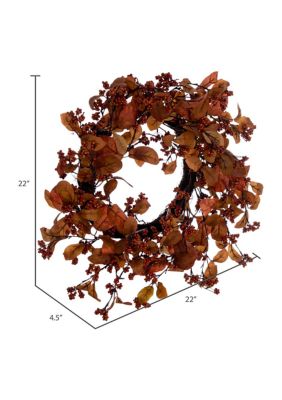 Artificial Fall Leaves and Berries Wreath