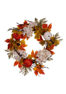 Artificial Fall Pumpkin Hydrangea Wreath