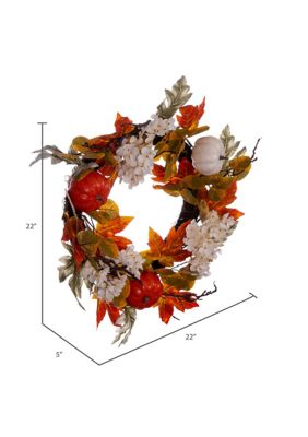 Artificial Fall Pumpkin Hydrangea Wreath