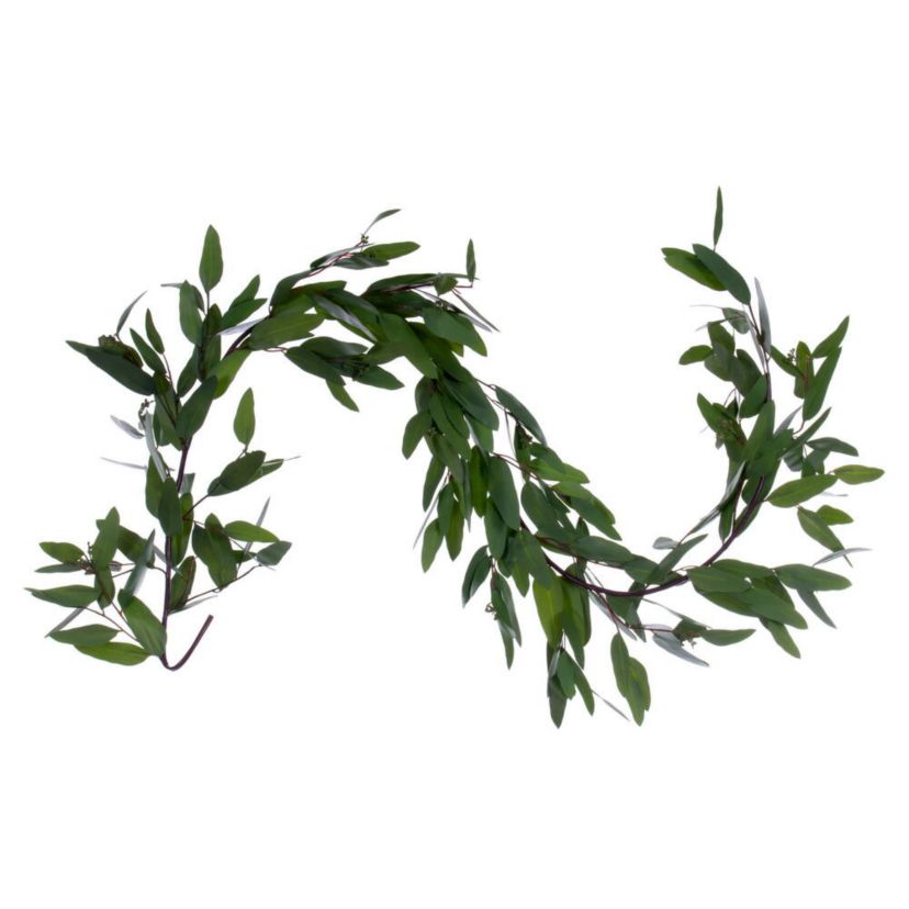 Vickerman 60" Artificial Green Seeded Willow Eucalyptus Garland