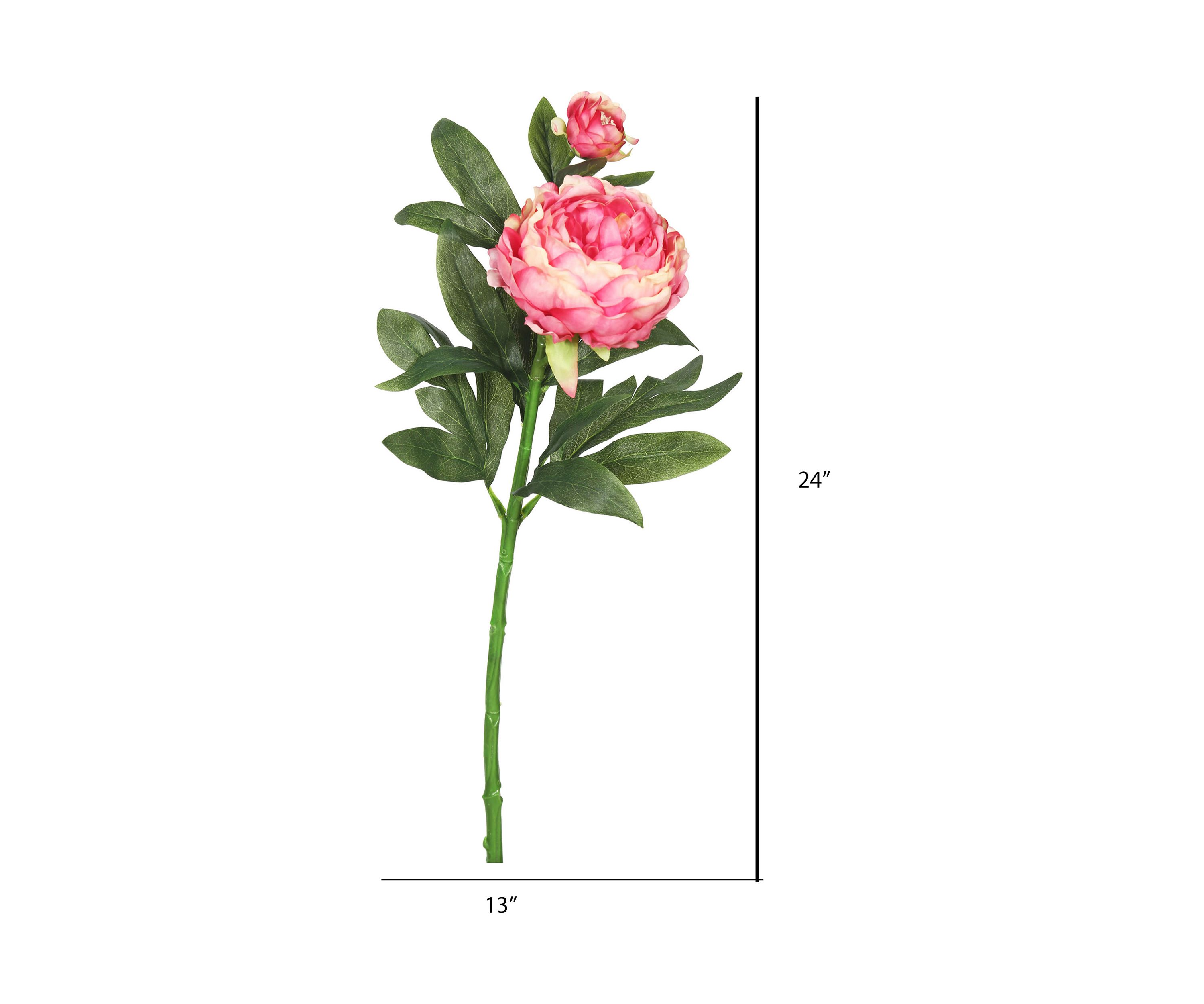 Pink Peony Stem - Set of 3