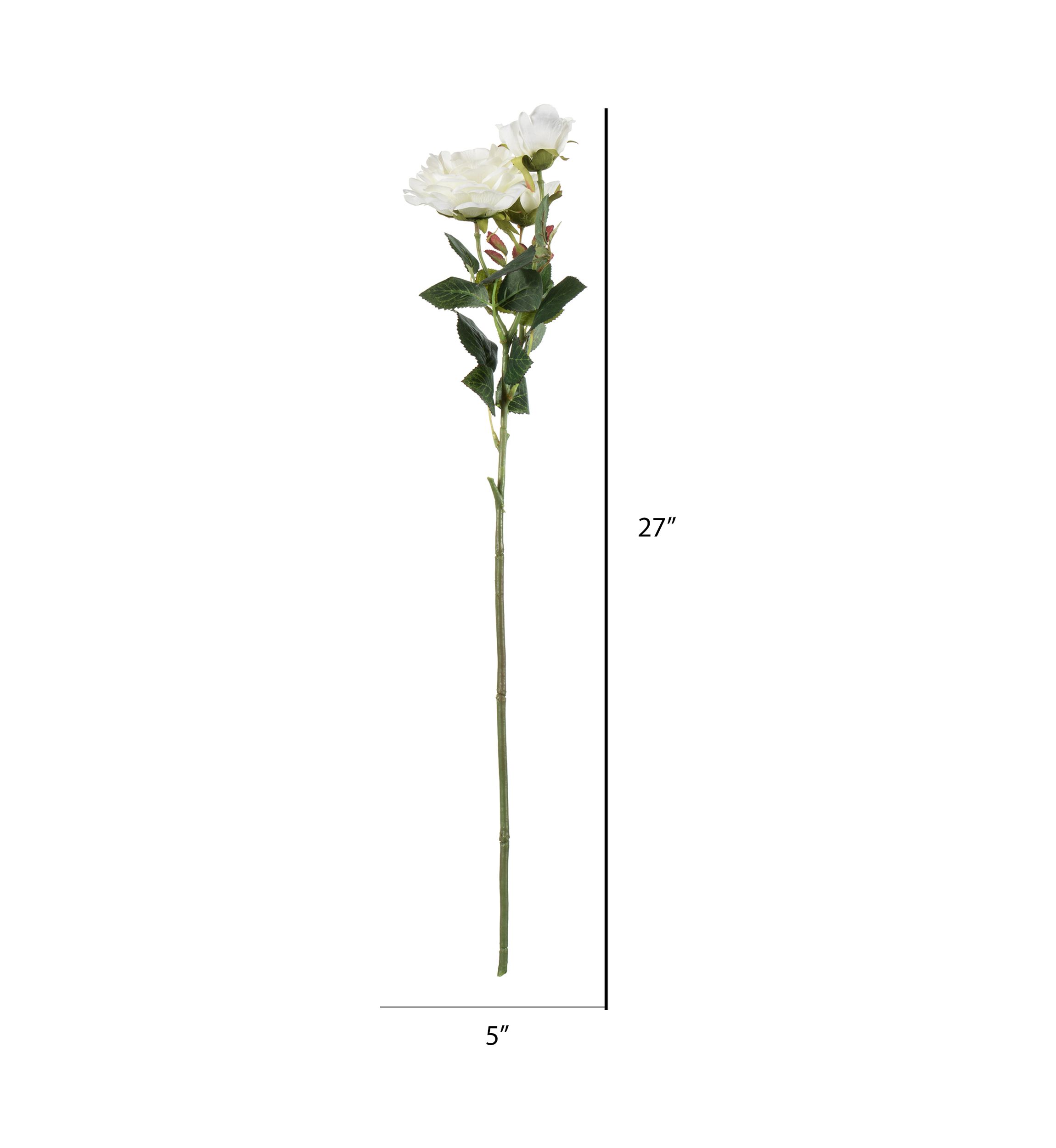 White Rose Stem - Set of 3