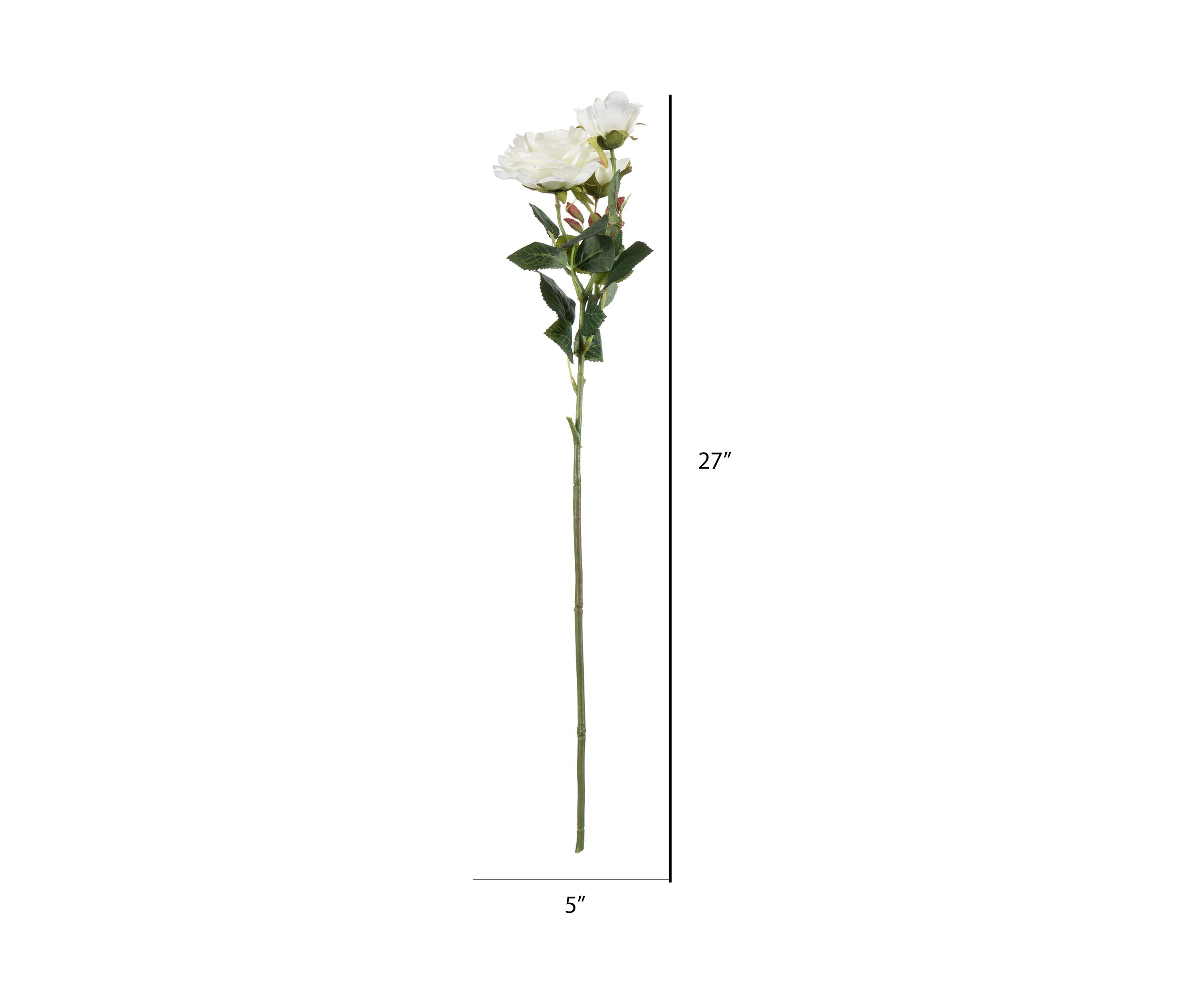 White Rose Stem - Set of 3