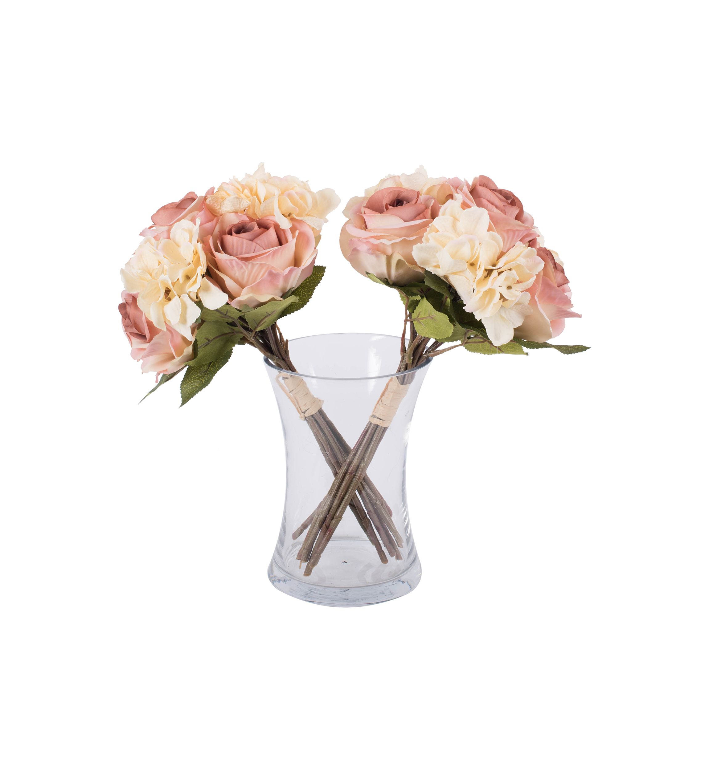 Cream Pink Rose Hydrangea Bouquet