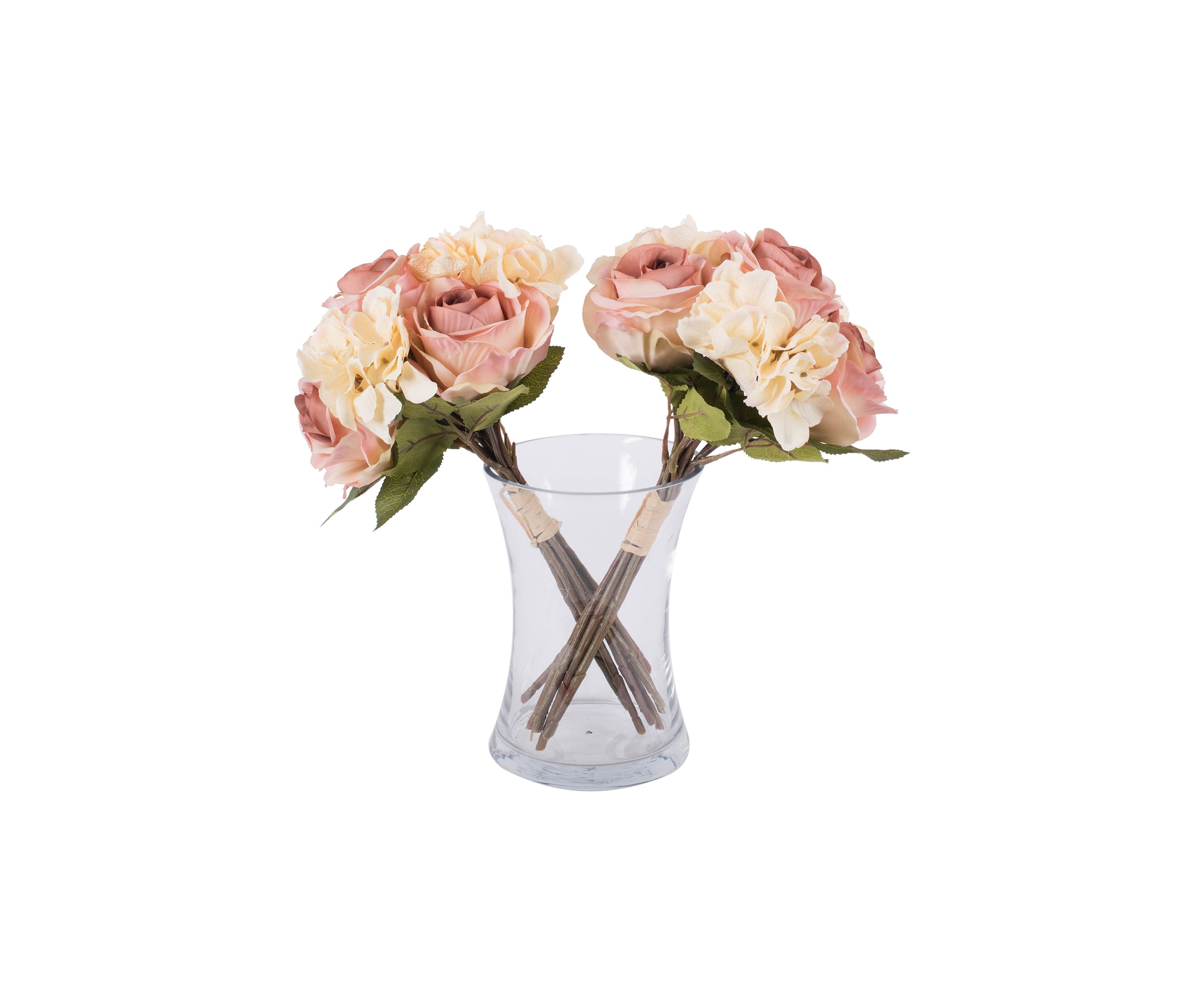 Cream Pink Rose Hydrangea Bouquet