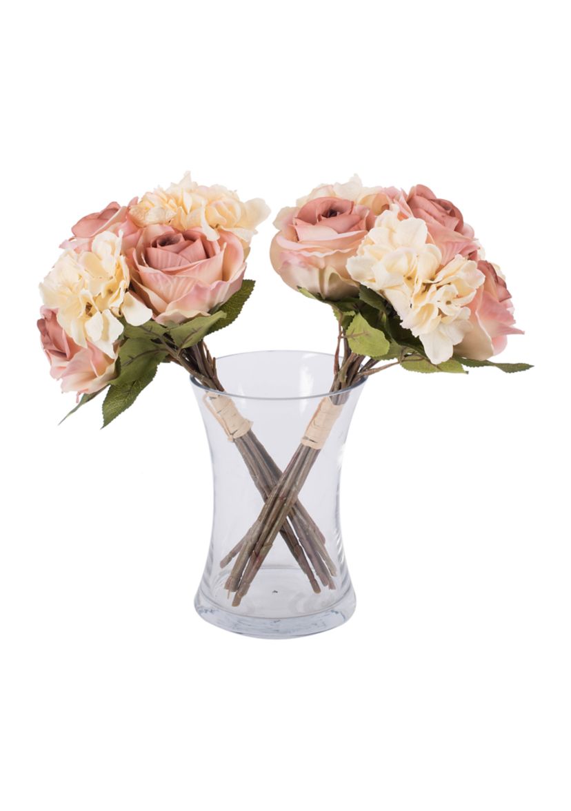 Cream Pink Rose Hydrangea Bouquet