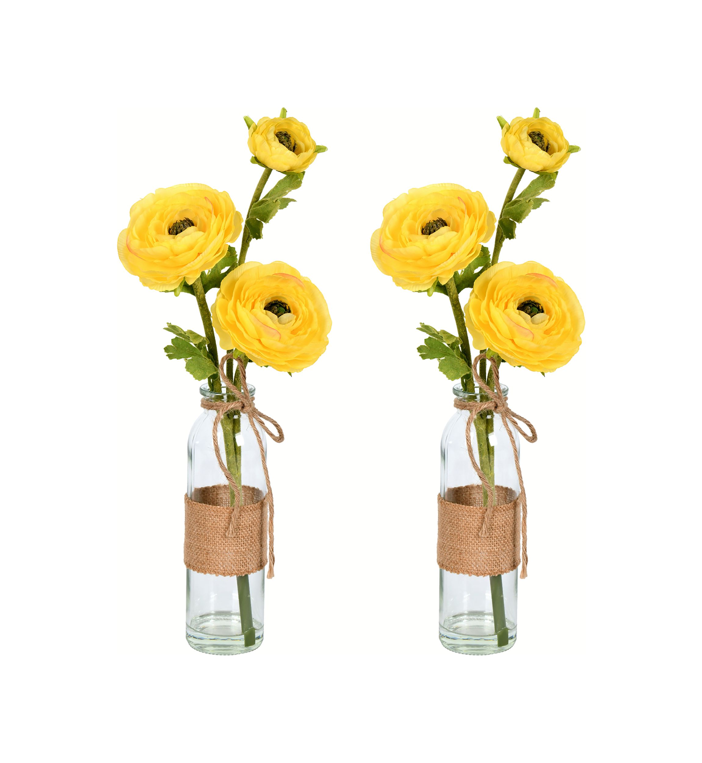 Yellow Camellia in Glass - Set of 2