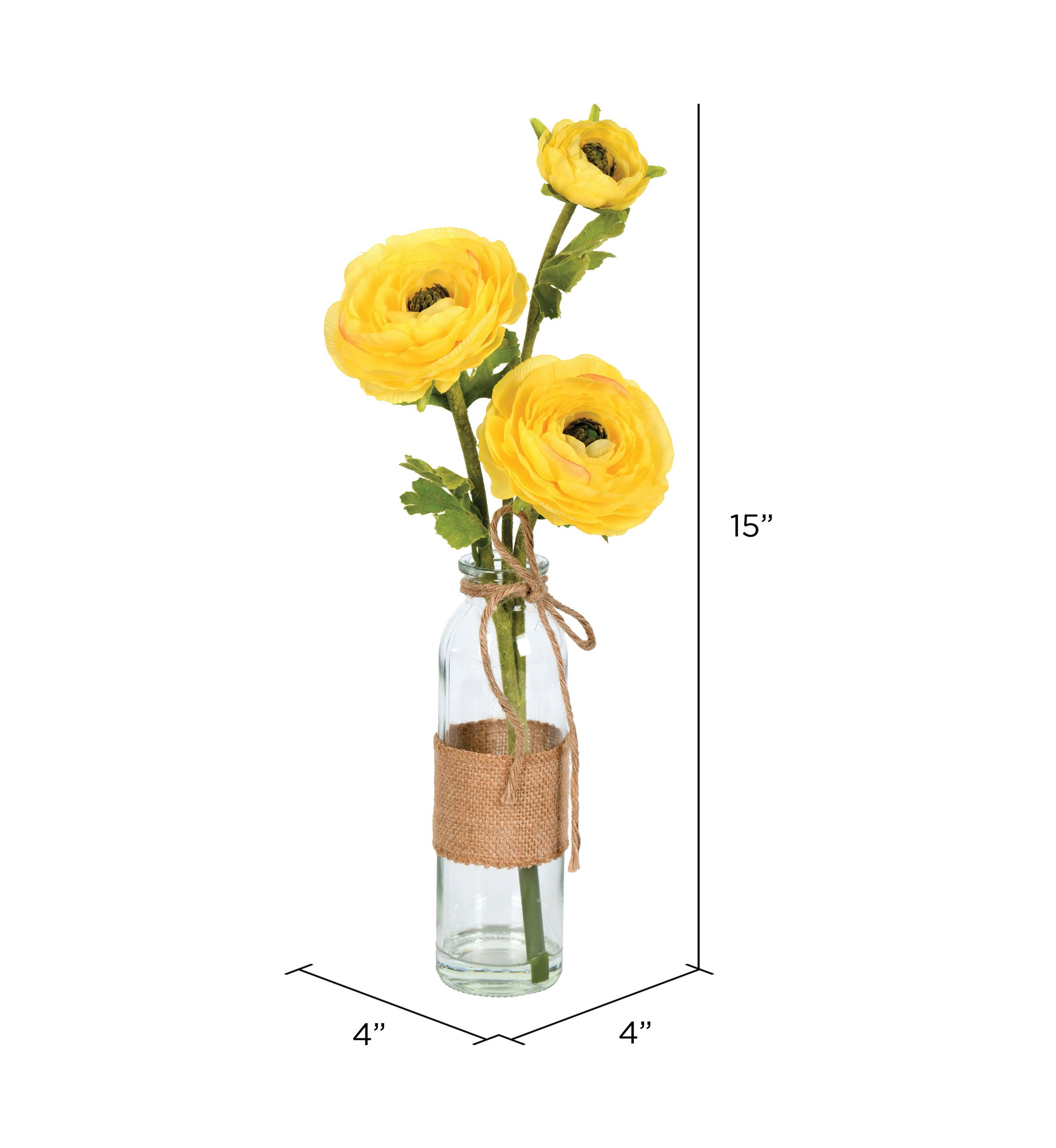 Yellow Camellia in Glass - Set of 2