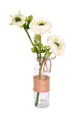 Vickerman Cream Camellia in Glass - Set of 2