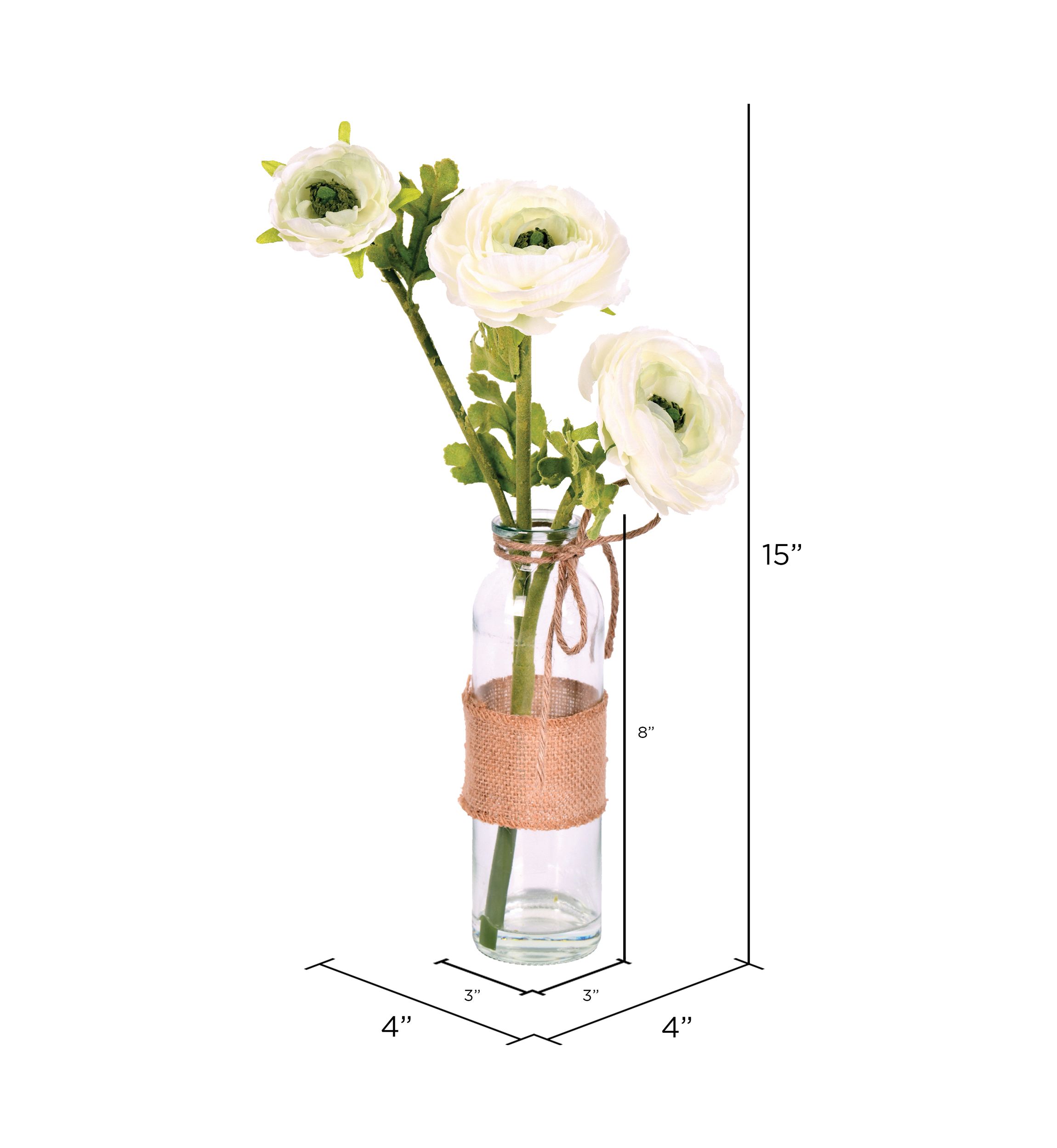 Cream Camellia in Glass - Set of 2