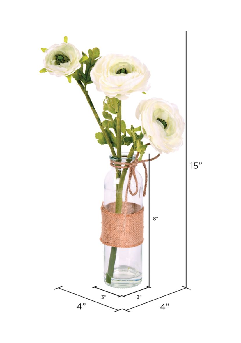 Cream Camellia in Glass - Set of 2