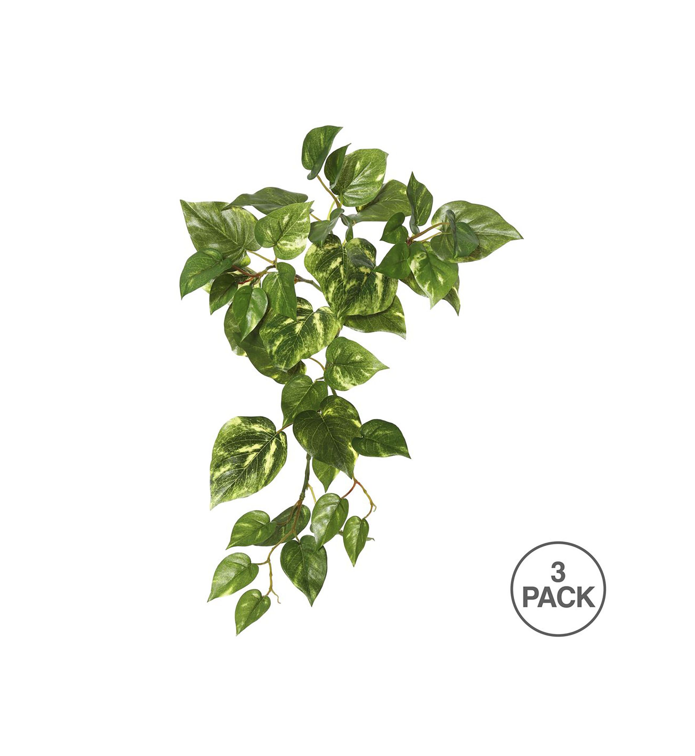 Artificial Pothos Hanging Bush, Set of 3