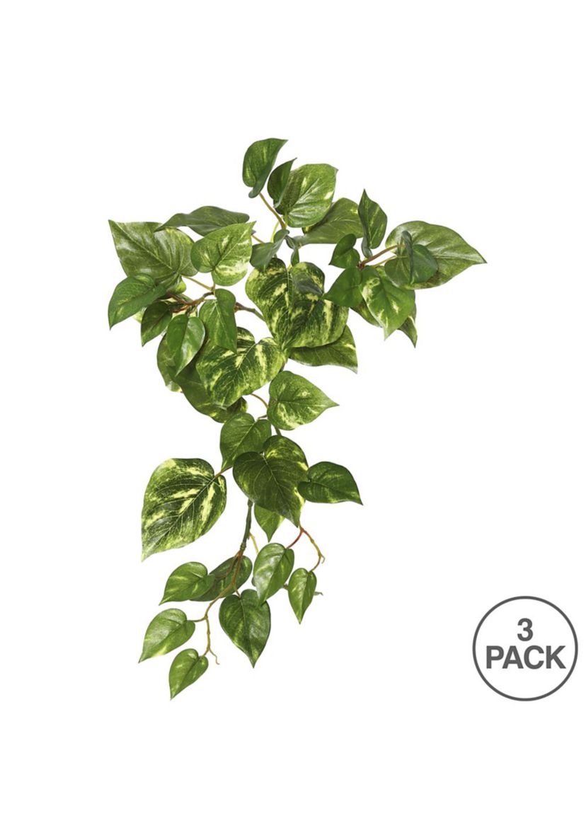 Artificial Pothos Hanging Bush, Set of 3