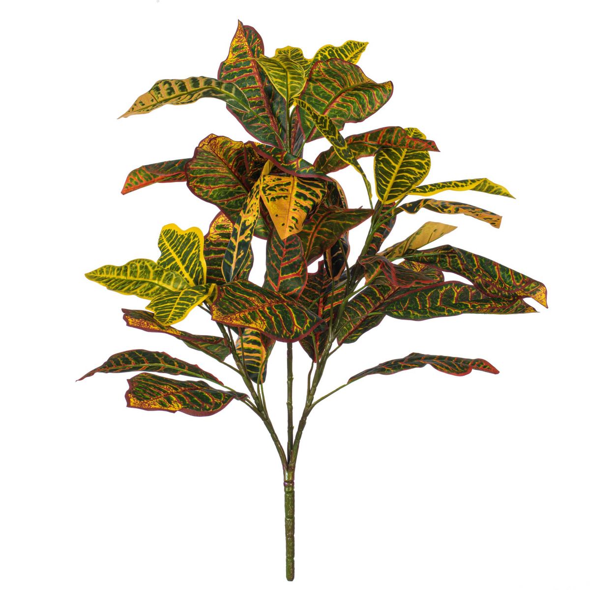 Vickerman 34" Artificial Green and Orange Croton Plant.