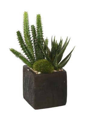 Vickerman Artificial Succulent Arrangement, Pack of 2, Green