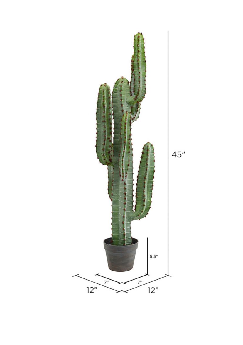 Vickerman 45" Artificial Green Finger Cactus in 8" Black Pot.