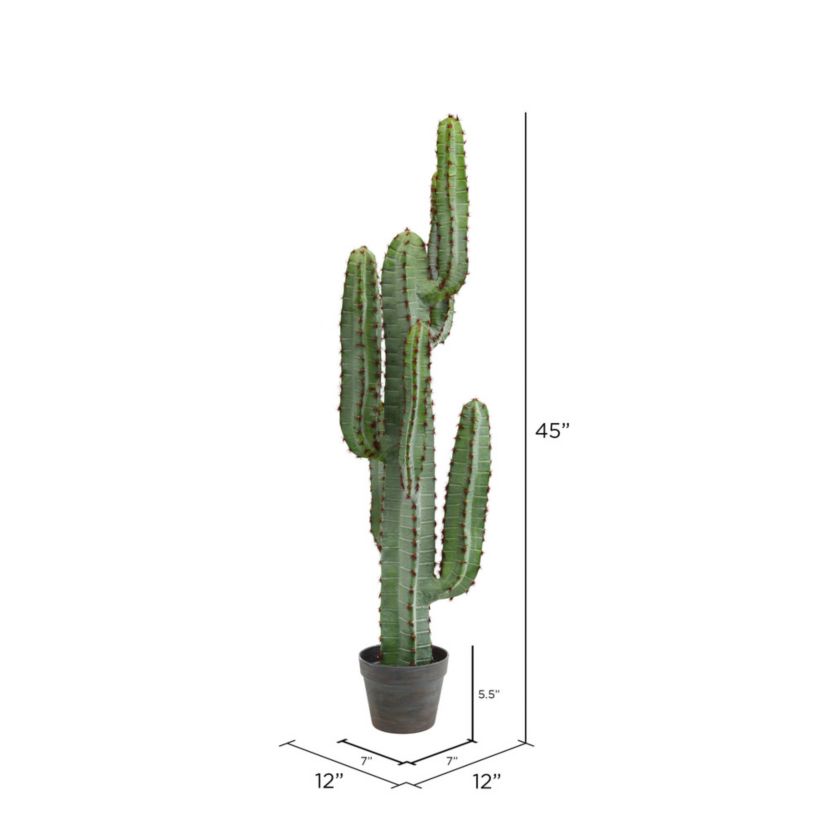 Vickerman 45" Artificial Green Finger Cactus in 8" Black Pot.