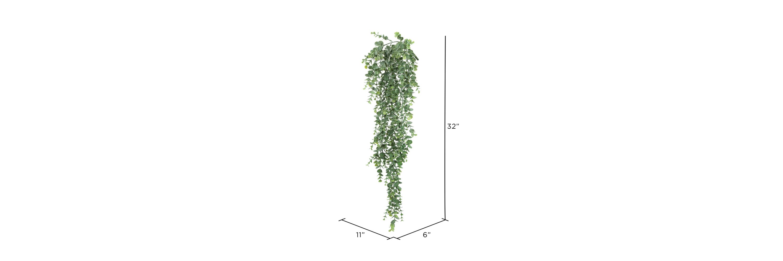 Artificial Hanging Mini Leaf Eucalyptus Bush, Pack of 2