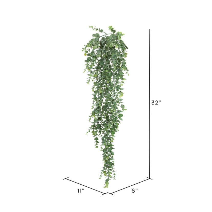 Artificial Hanging Mini Leaf Eucalyptus Bush, Pack of 2