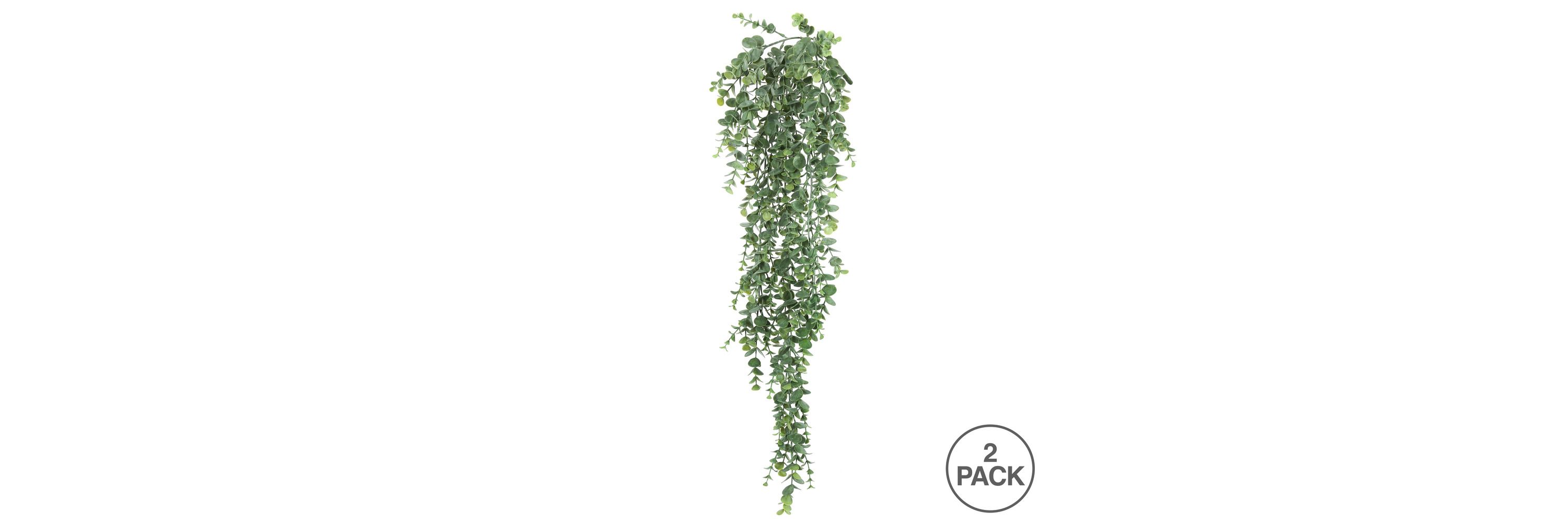 Artificial Hanging Mini Leaf Eucalyptus Bush, Pack of 2